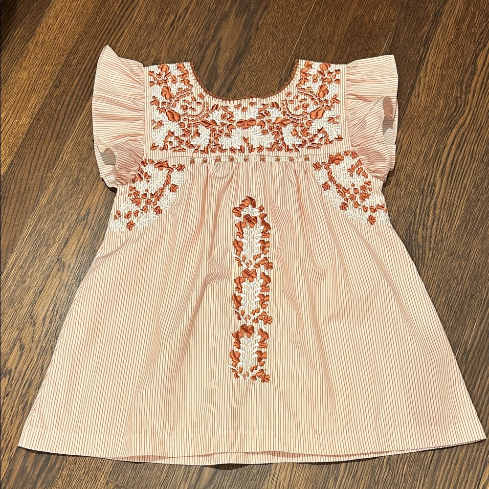 Six Honeybees Embroidered Kids Top - Burnt Orange